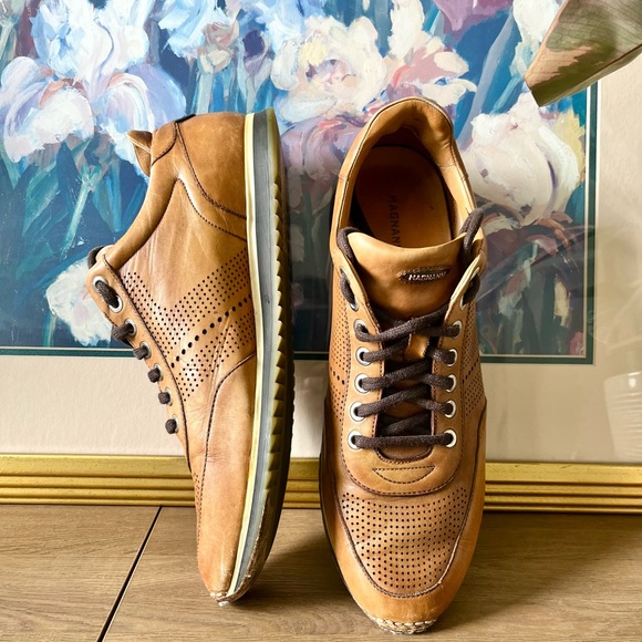 Magnanni Tan Pueblo Casual Dress Leather Sneakers Men's Size 10